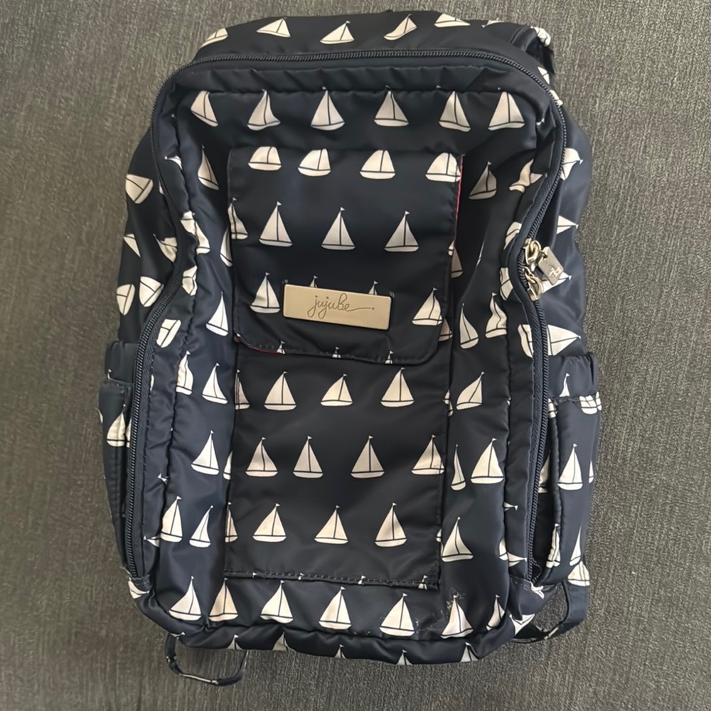 Ju-Ju-Be Blue and White Backpack with Nautical Pattern